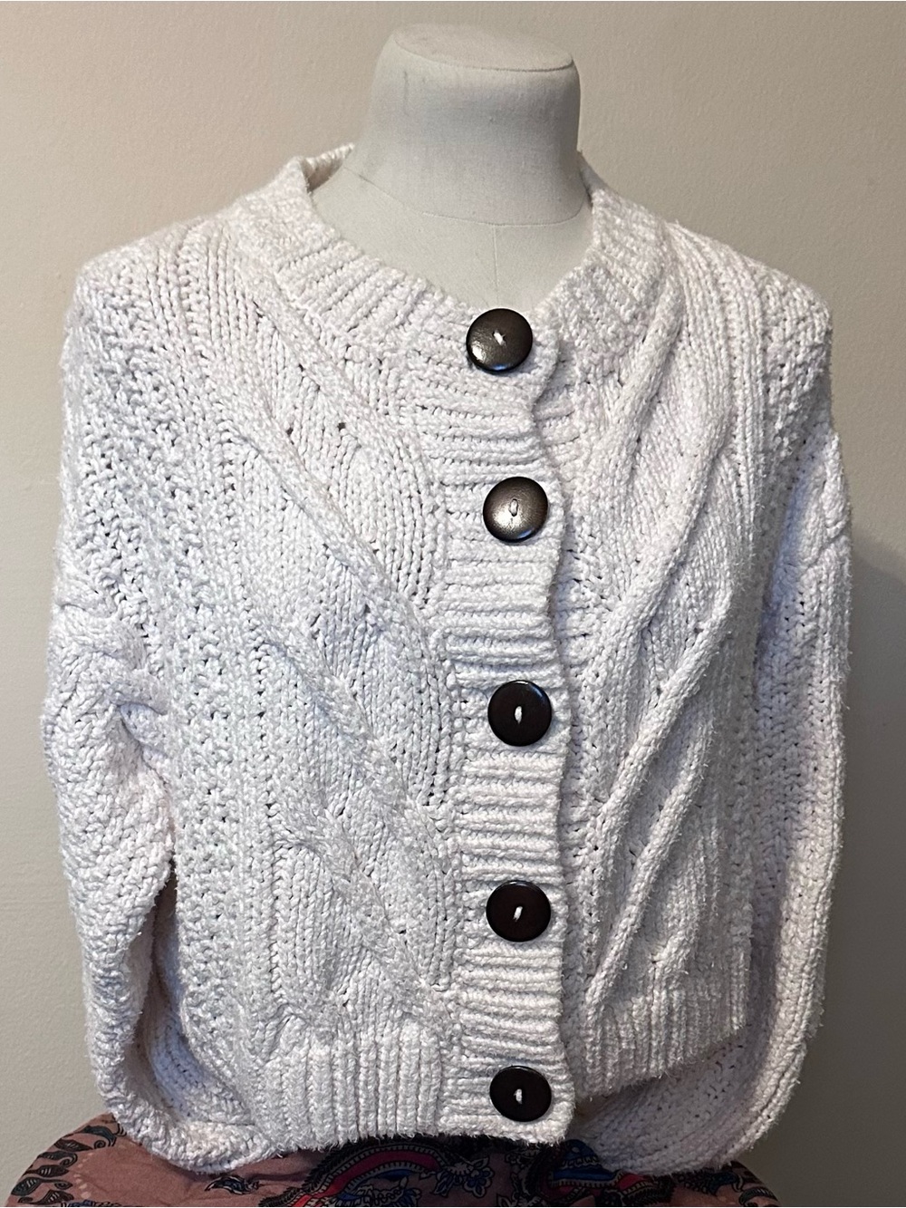 FREE PEOPLE Chunky Cable-Knit Cardigan Sweater (M) EUC - Picture 6 of 13